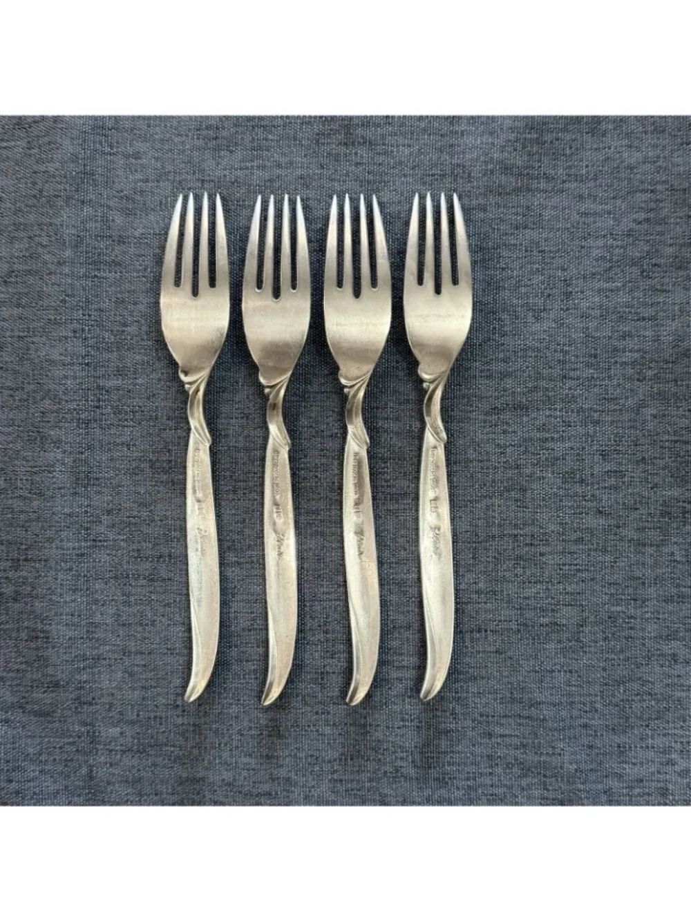 4 International Silver 1847 Rogers Bros FLAIR Silverplate Dinner Forks 1956